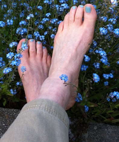 Feet in forget me nots