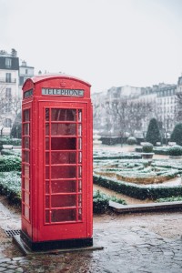 Phone box in the snow